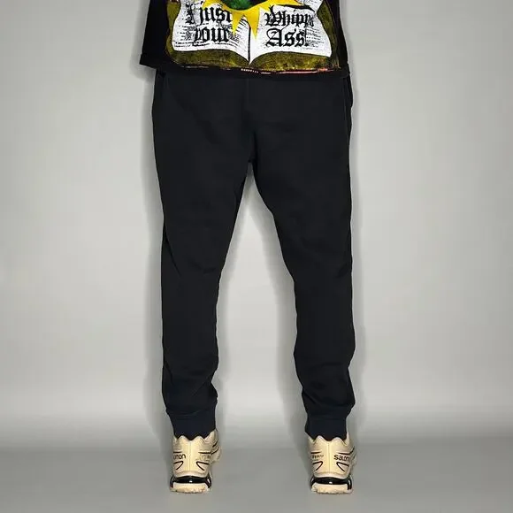 Nike Sweatpants Black Cotton Joggers White Swoosh